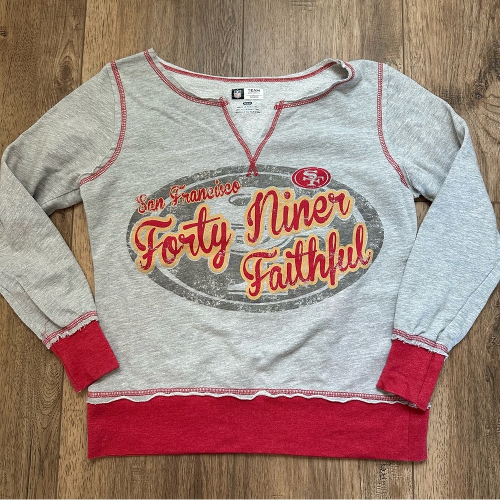NFL SF 49ers Women’s Sweatshirt, Football, Distressed, Retro Look,‎ Faithful, M